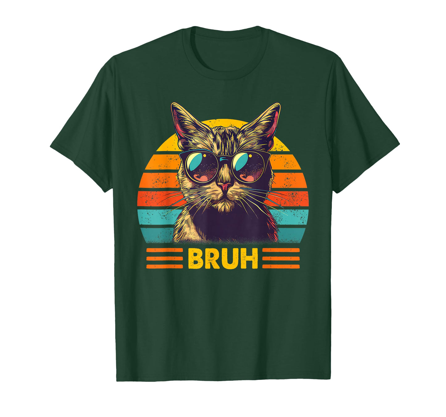 Vintage Cat Bruh With Cat Greetings Teens Boys Men T-Shirt