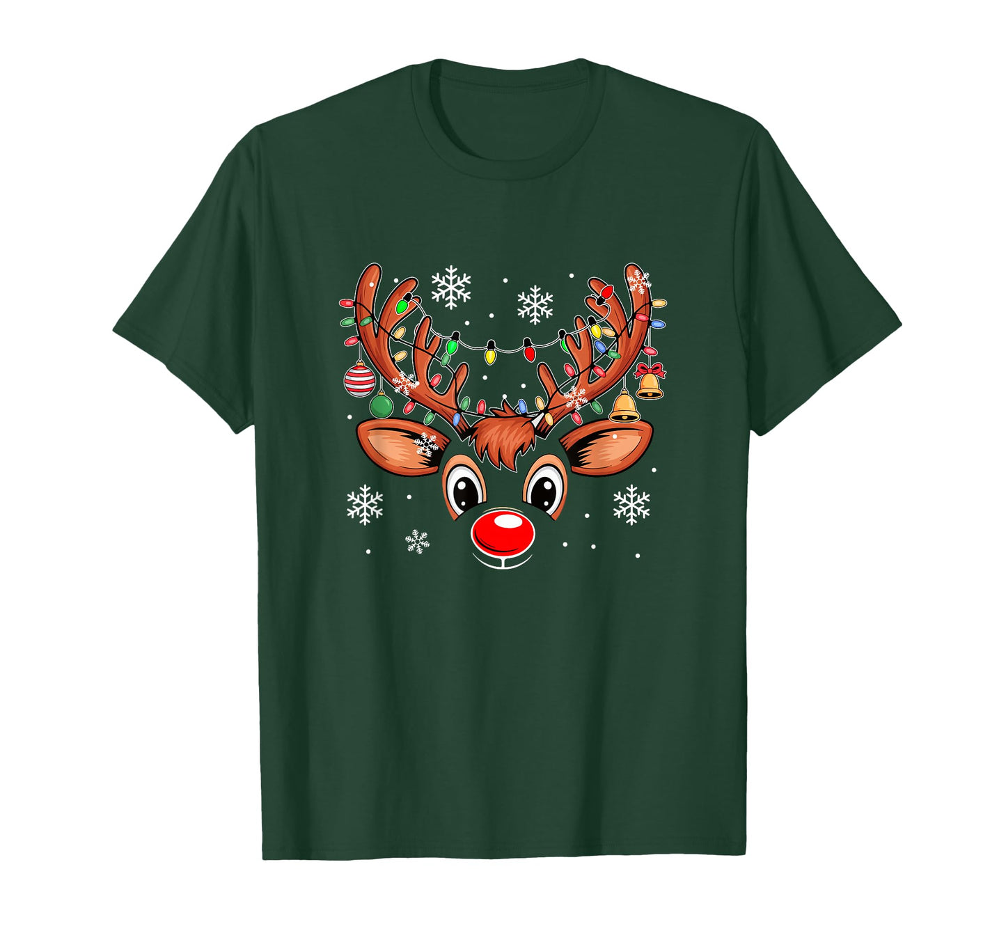 Christmas Reindeer Face Xmas Snow Costume Kids Family Group T-Shirt