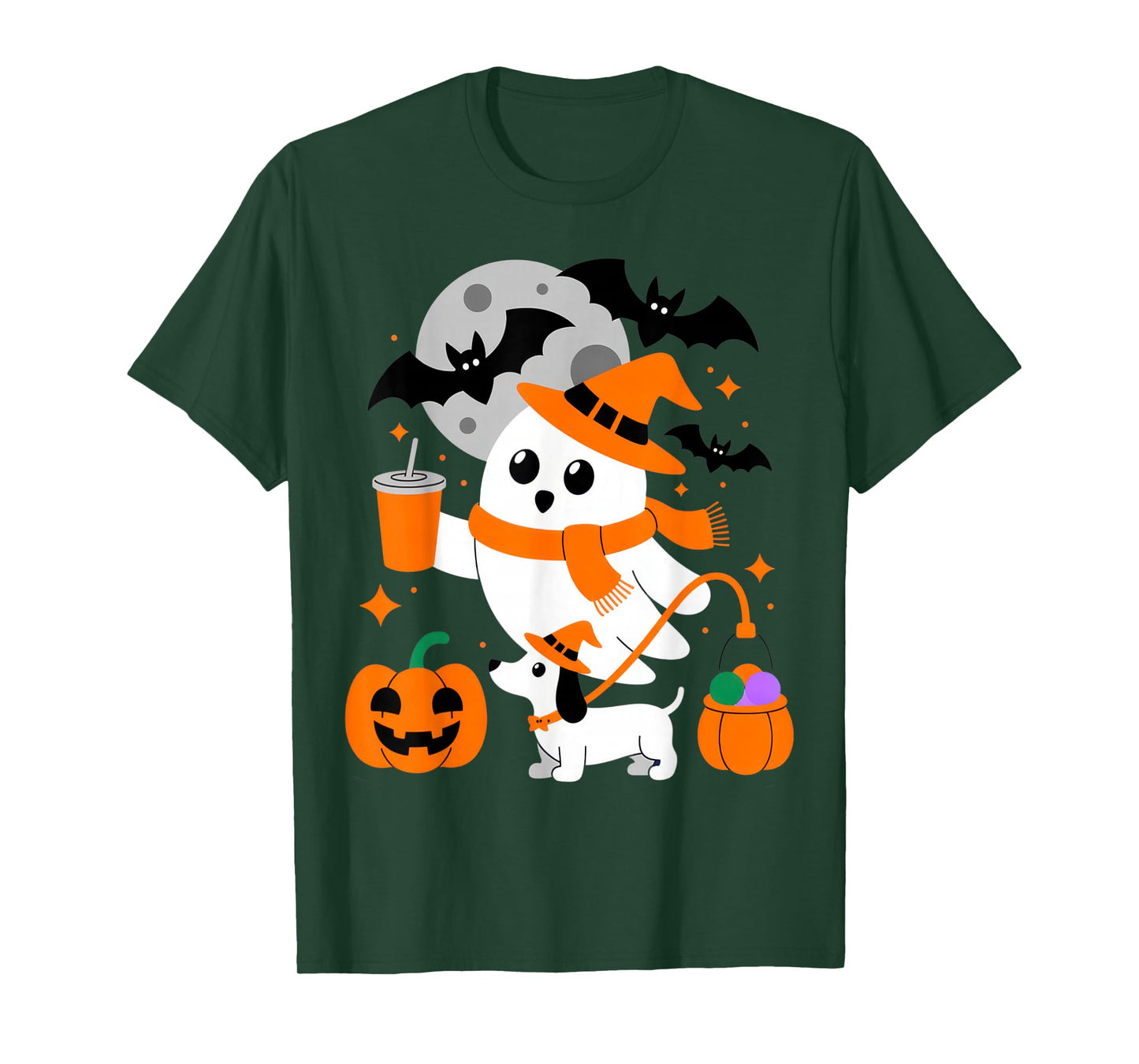 Cute Ghost and Dog Halloween Fun for Spooky Season Lovers T-Shirt
