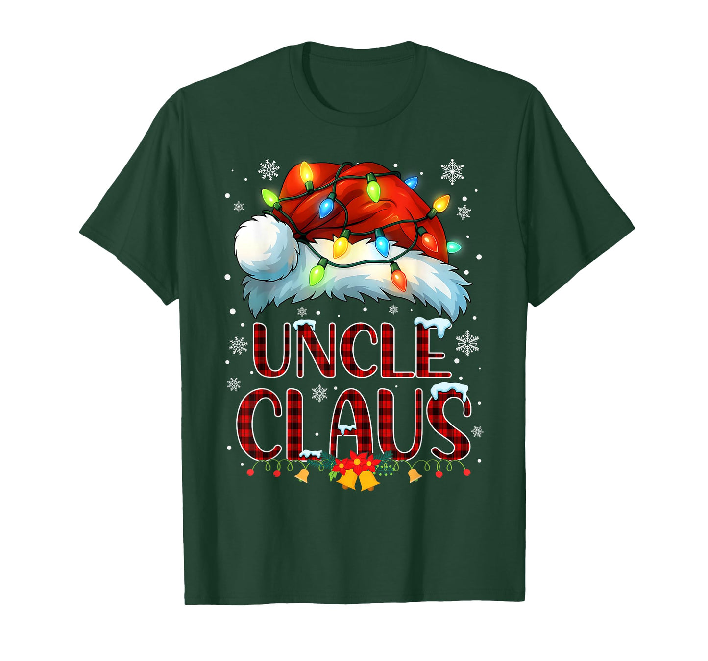 Christmas Hat Lights Pajama Uncle Claus Family Matching T-Shirt