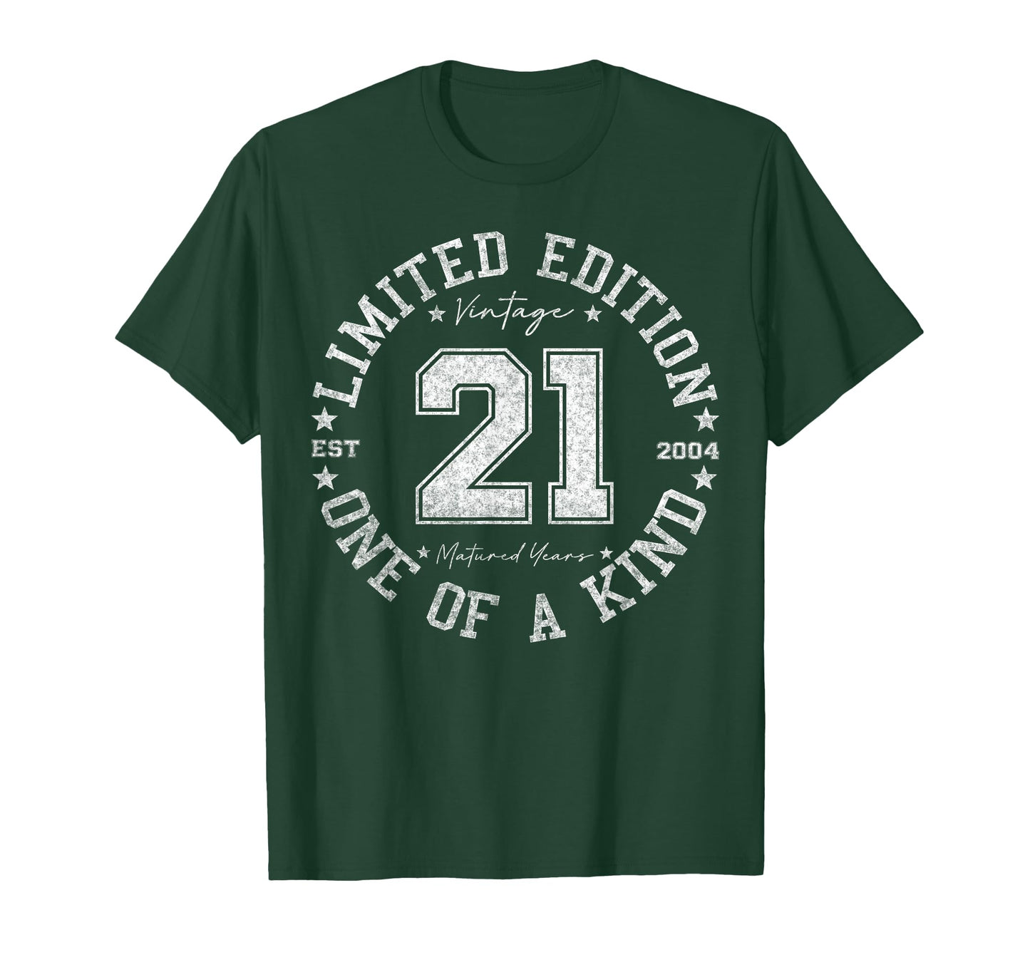 Retro One Of a Kind Shirts For Men Women 2025 21 Year Old Gifts Vintage 2004 Limited Edition Unisex-Adults T-Shirt Black Small Crew Neck Classic Fit Short Sleeve Number Letter Print 21st Birthday Gift