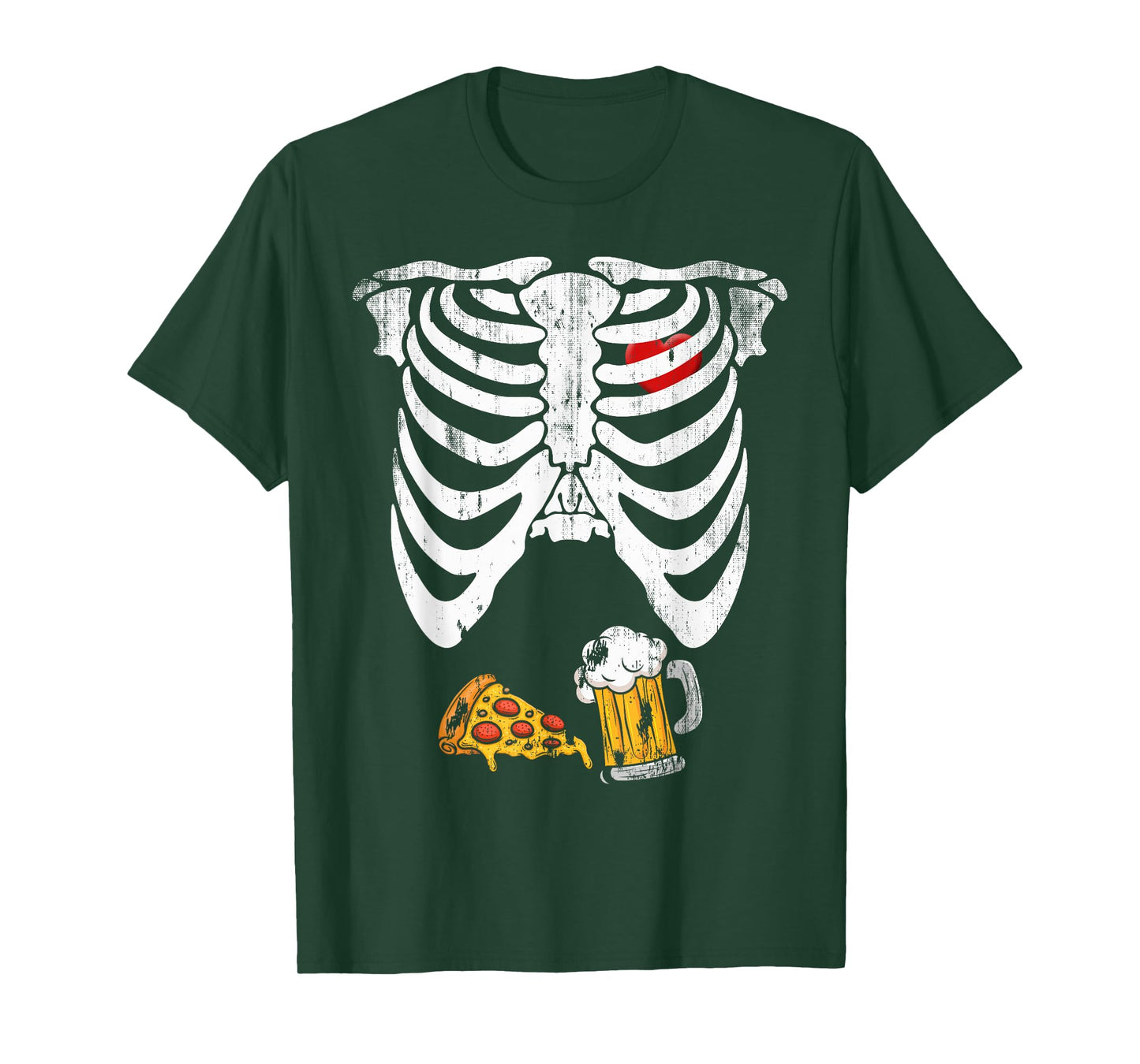 Skeleton Pregnancy Beer Pizza X-Ray Halloween Costume T-Shirt
