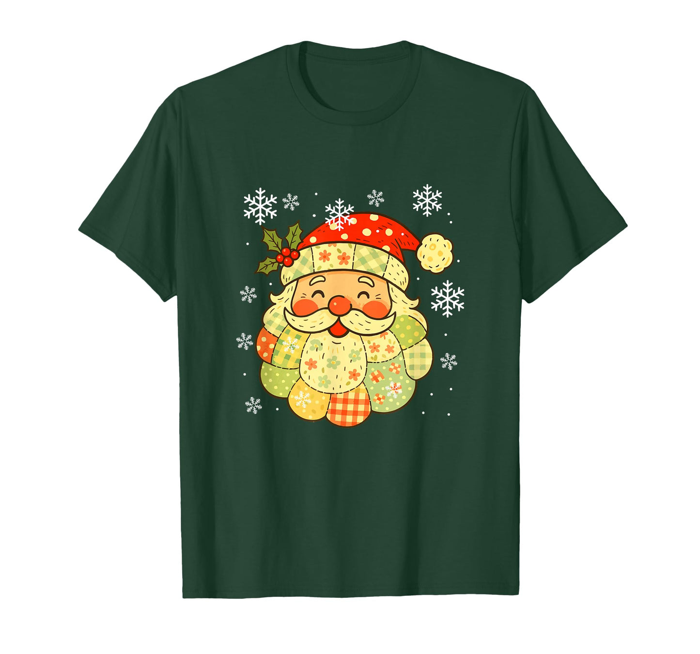 Funny Santa Face Christmas Floral Colorful Costume Family T-Shirt