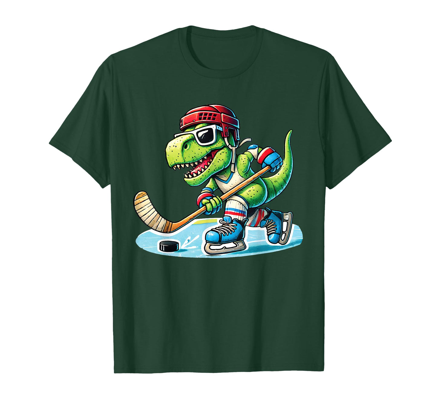 Hockeysaurus Dinosaur Ice Hockey Trex Kids Boys Ice Hockey T-Shirt