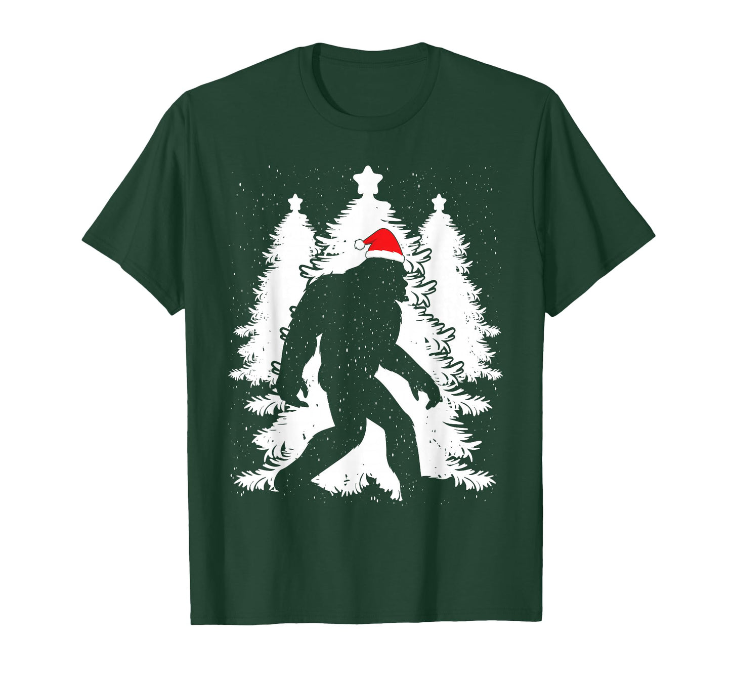 Bigfoot Believe Christmas Tree Sasquatch Santa Funny T-Shirt