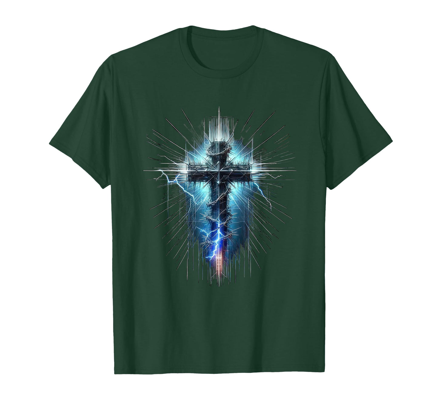 Christian Cross Punk Art Style Distressed Crown of thorns T-Shirt