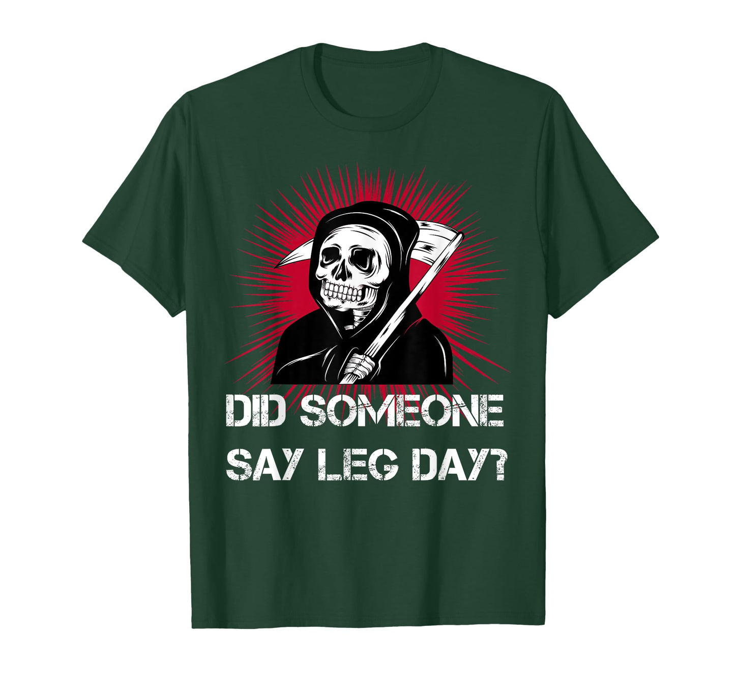 Grim Reaper Leg Day Black Metal skull and scythe gym T-Shirt