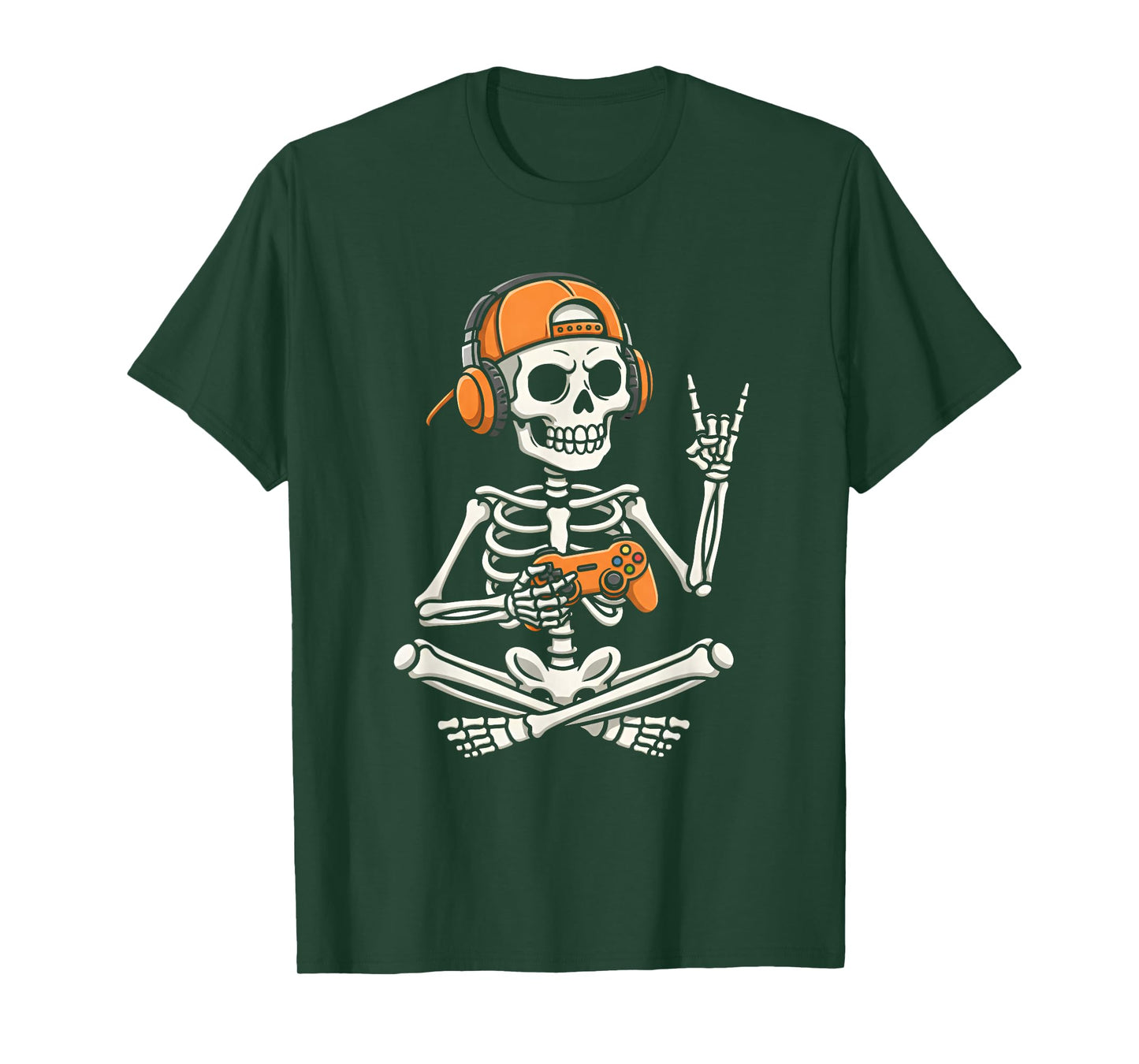Halloween Skelton Gamer Video Gaming Kids Boys Girls Funny T-Shirt