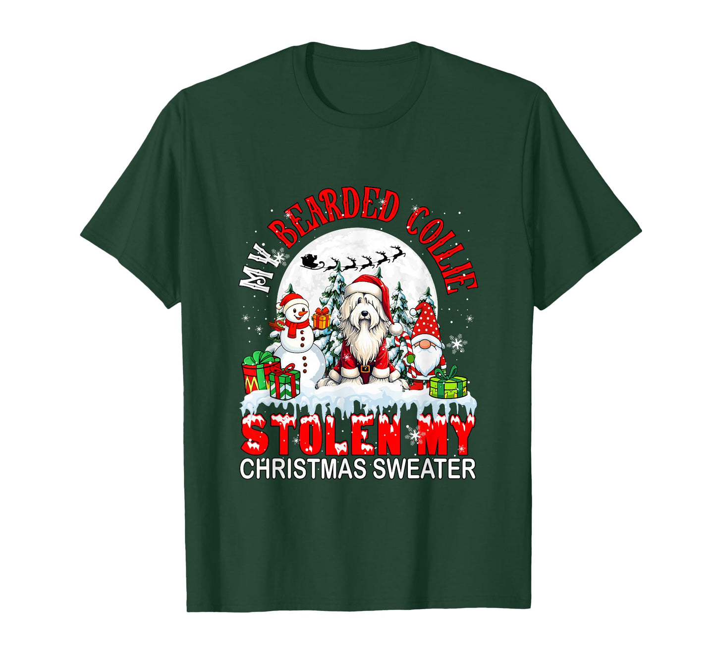 My Bearded Collie Stolen My Christmas Sweater Santa Dog T-Shirt