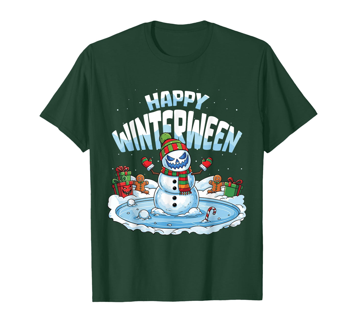 Happy Winterween Winter Halloween Christmas Snow Man T-Shirt