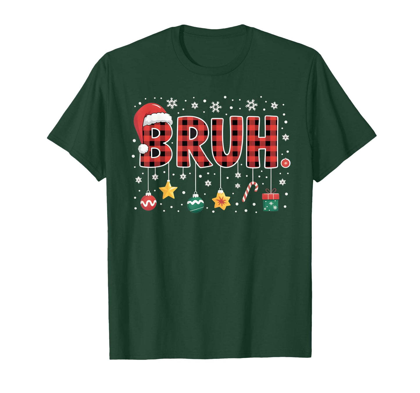 Bruh Christmas Red Plaid Teens Boys Kids Xmas Pajamas Gifts T-Shirt