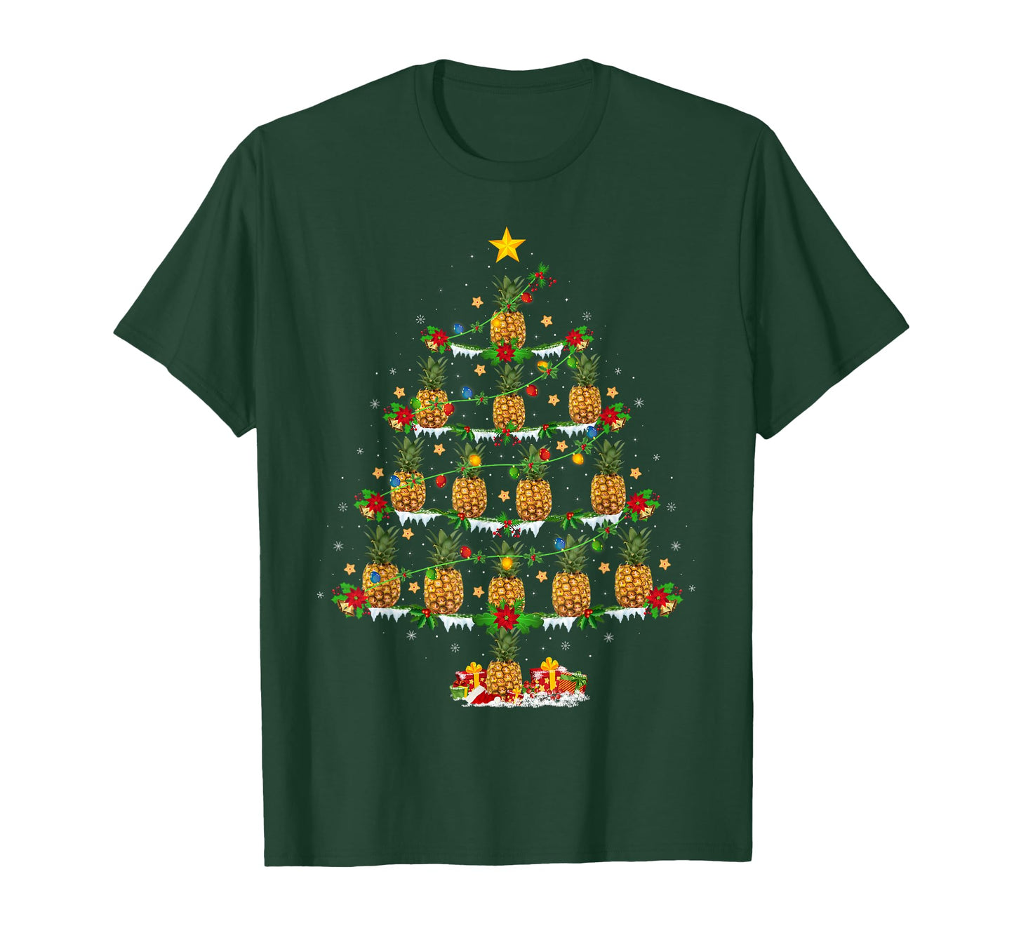 Pineapple Christmas Tree Lights Funny Pineapple Xmas T-Shirt