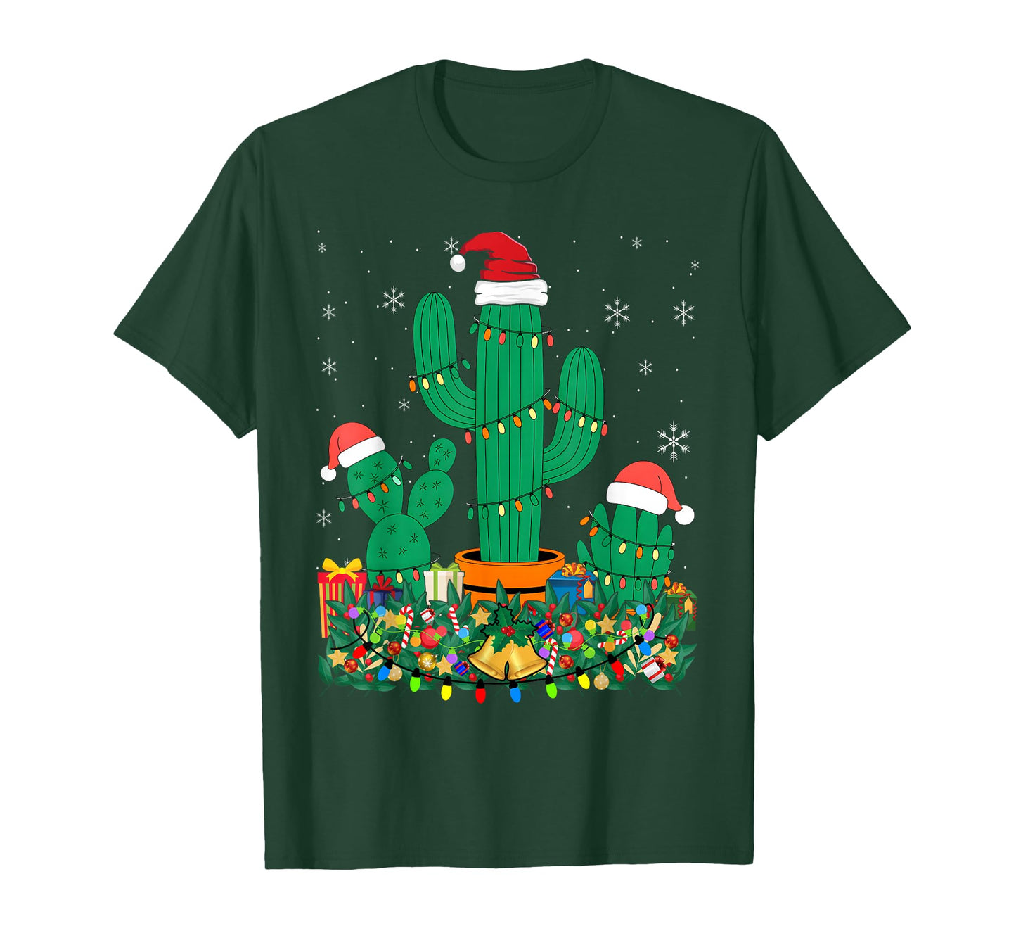 Saguaro Cactus with Santa Hat Christmas T-Shirt