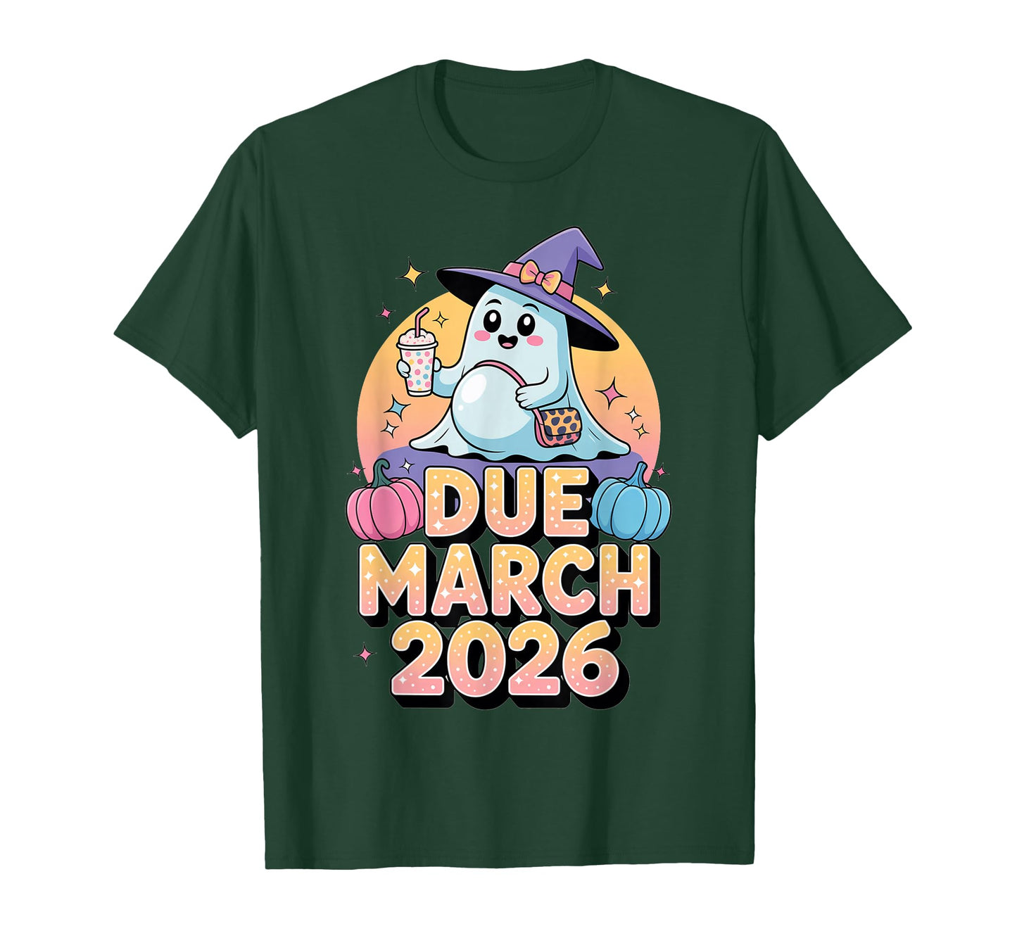 Halloween Pregnant Due March 2026 Mama Ghost Baby Mom T-Shirt