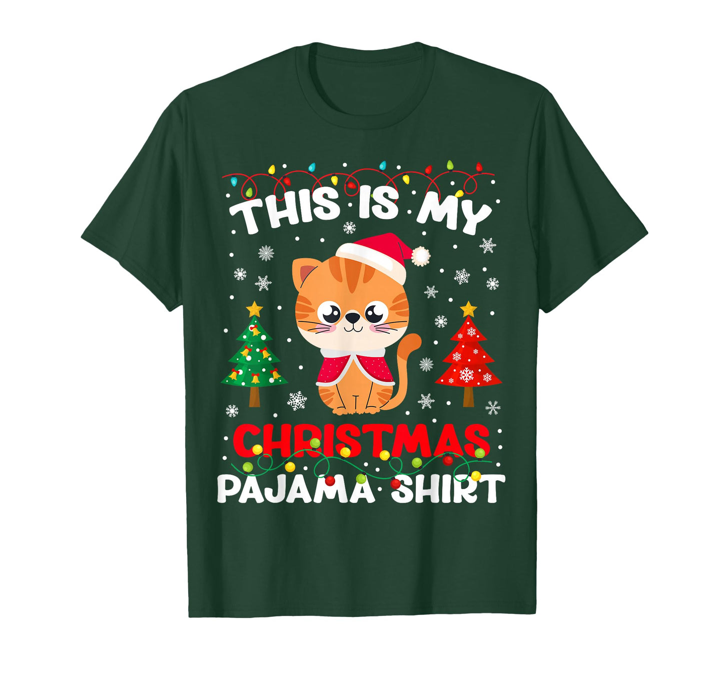 This is My Christmas Pajama Costume Funny Cat Lover Xmas PJs T-Shirt