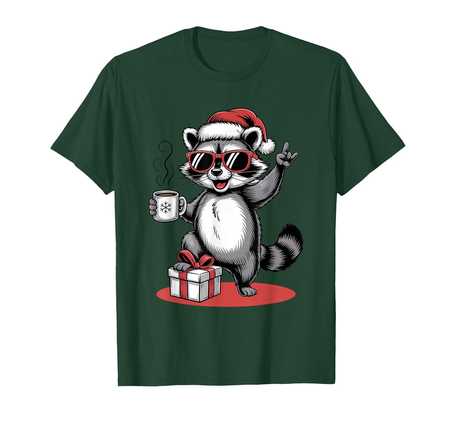 Cute Raccoon Rock Christmas Funny Racoon T-Shirt