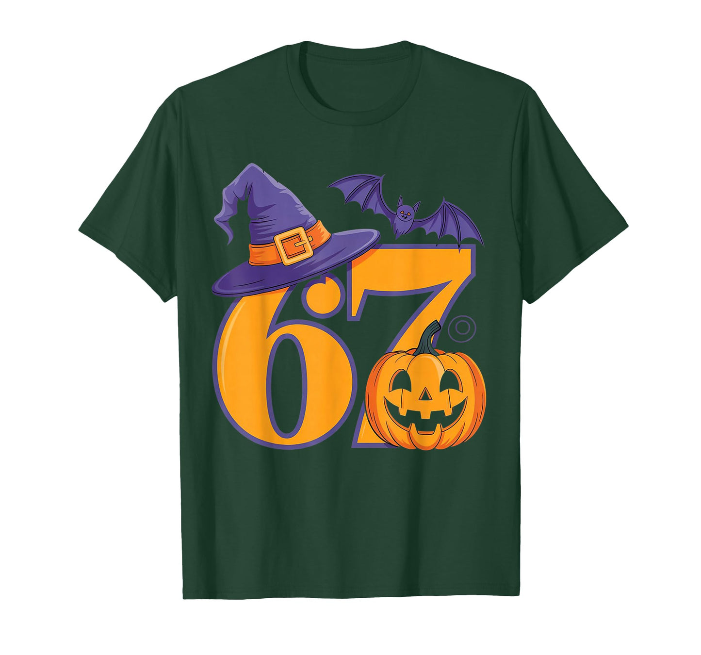 Halloween Number Six Seven 6 7 Bats Pumpkin Witch Hat T-Shirt