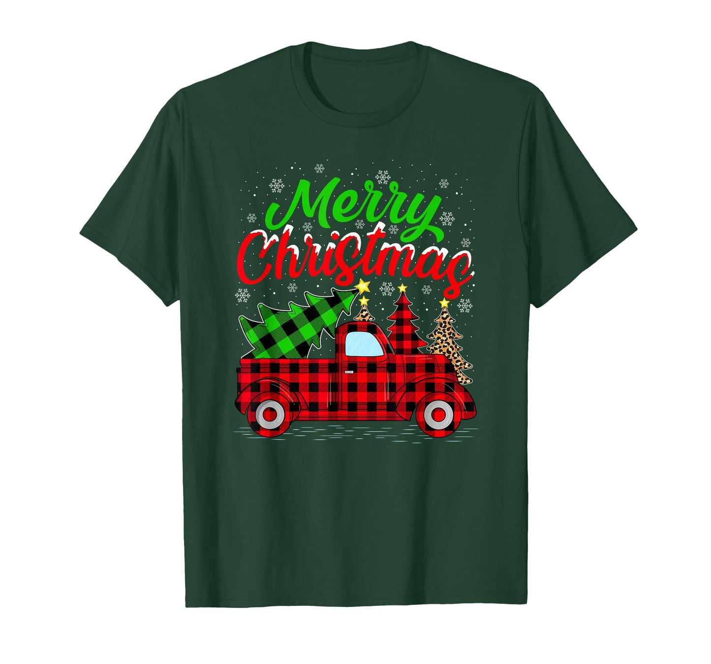 Red Truck Merry Christmas Tree Pajamas Matching Family Xmas T-Shirt