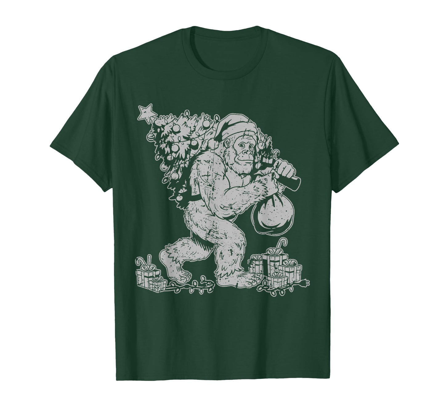 Family Christmas Bigfoot Sasquatch Winter Tree T-Shirt