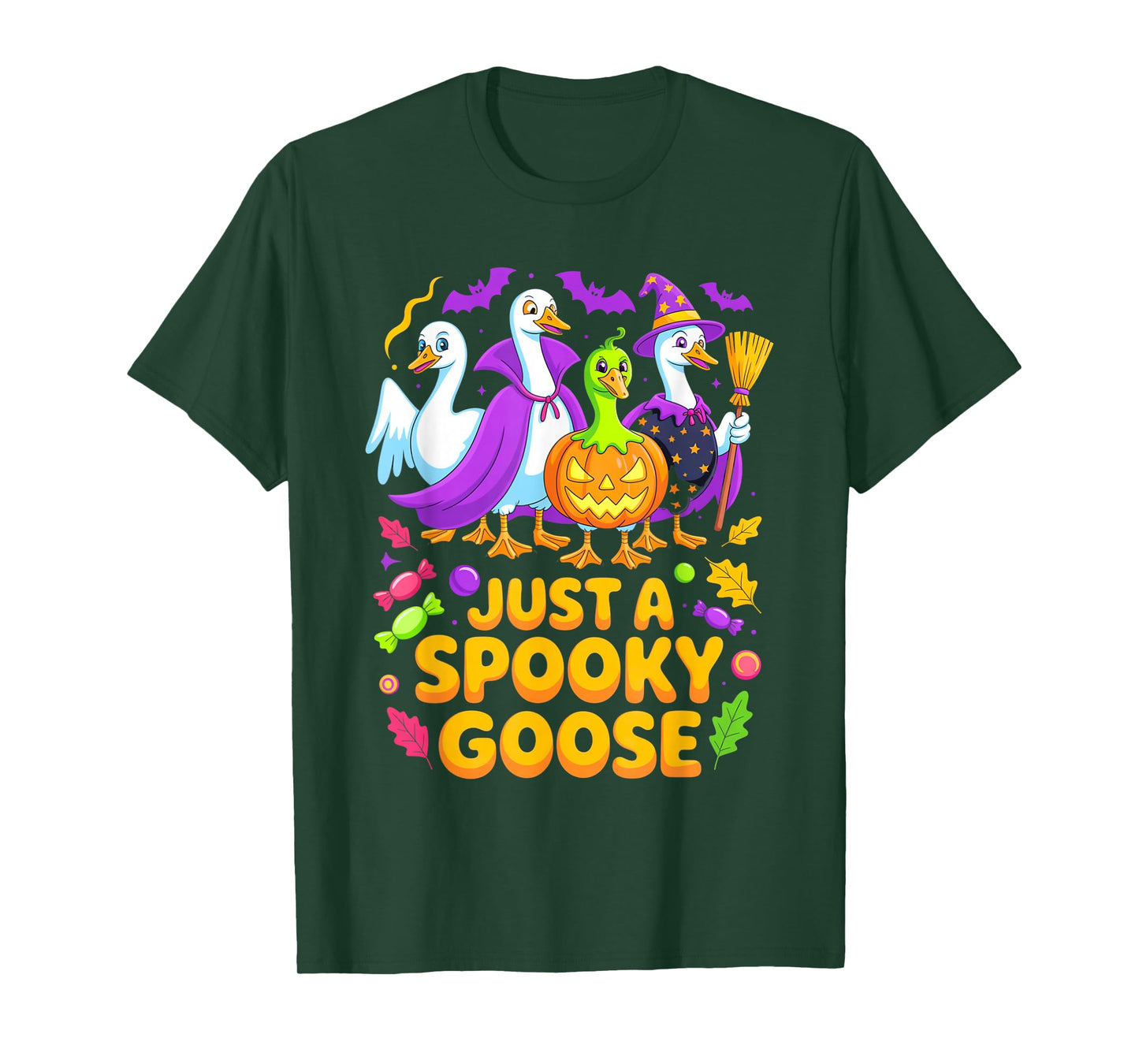 Just A Spooky Goose Funny Halloween Vampire and Witch Geese T-Shirt