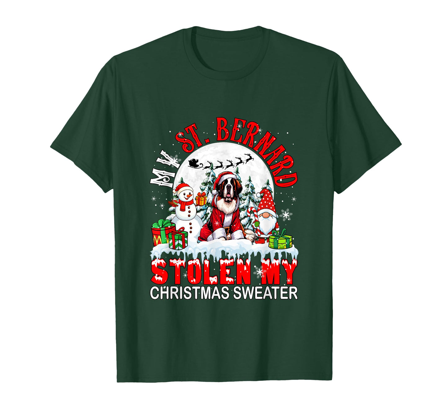 My St. Bernard Stolen My Christmas Sweater Santa Dog Owner T-Shirt