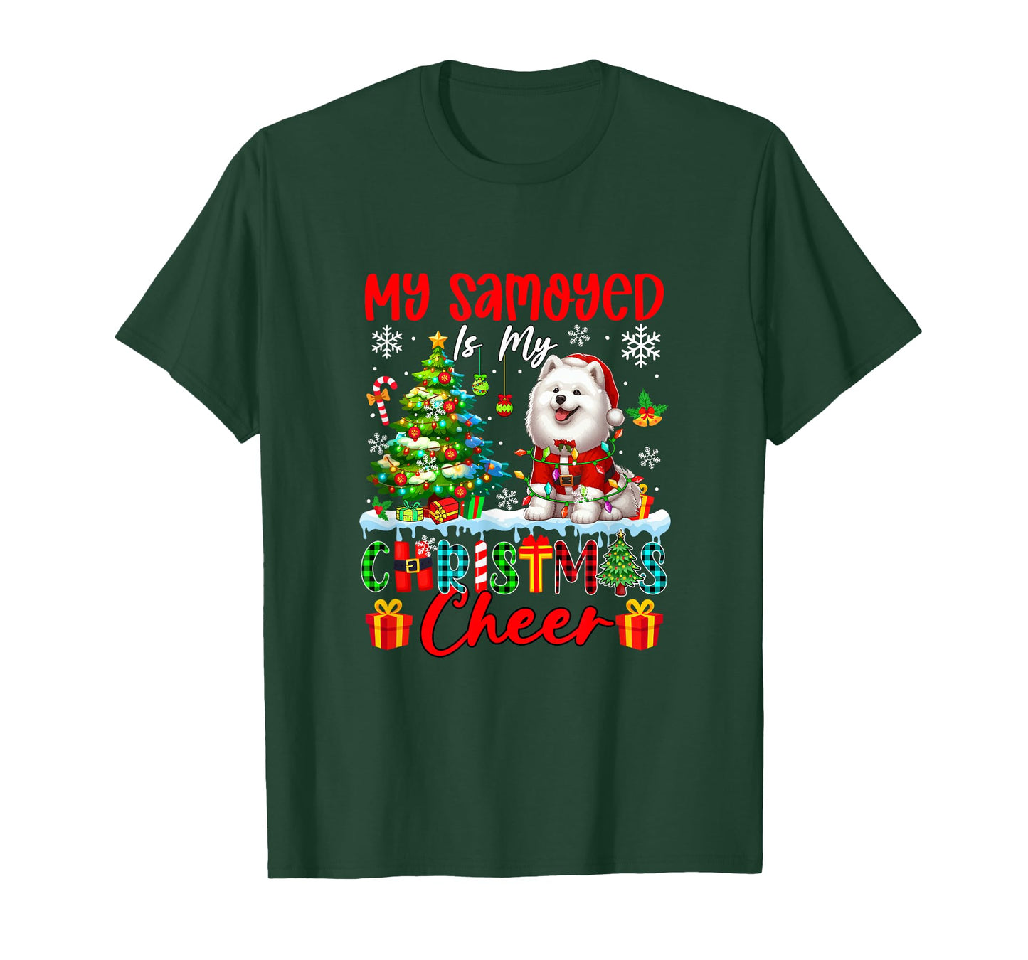 My Samoyed is My Xmas Cheer Funny Santa Dog Owner Kids T-Shirt