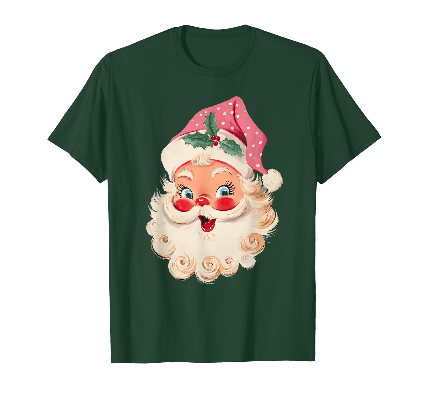 Vintage Retro Pink Santa Claus Christmas Xmas Men Women Kid T-Shirt
