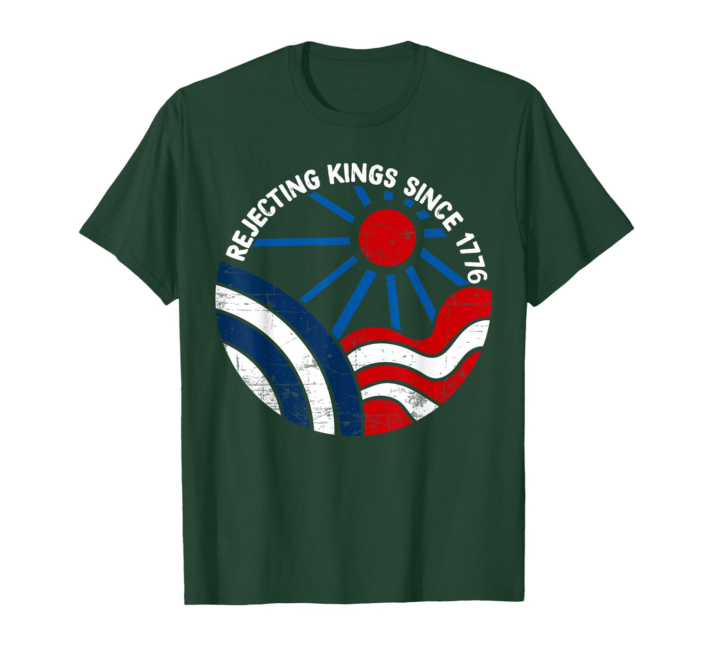 Rejecting Kings Since 1776 Patriotic USA Flag Retro T-Shirt