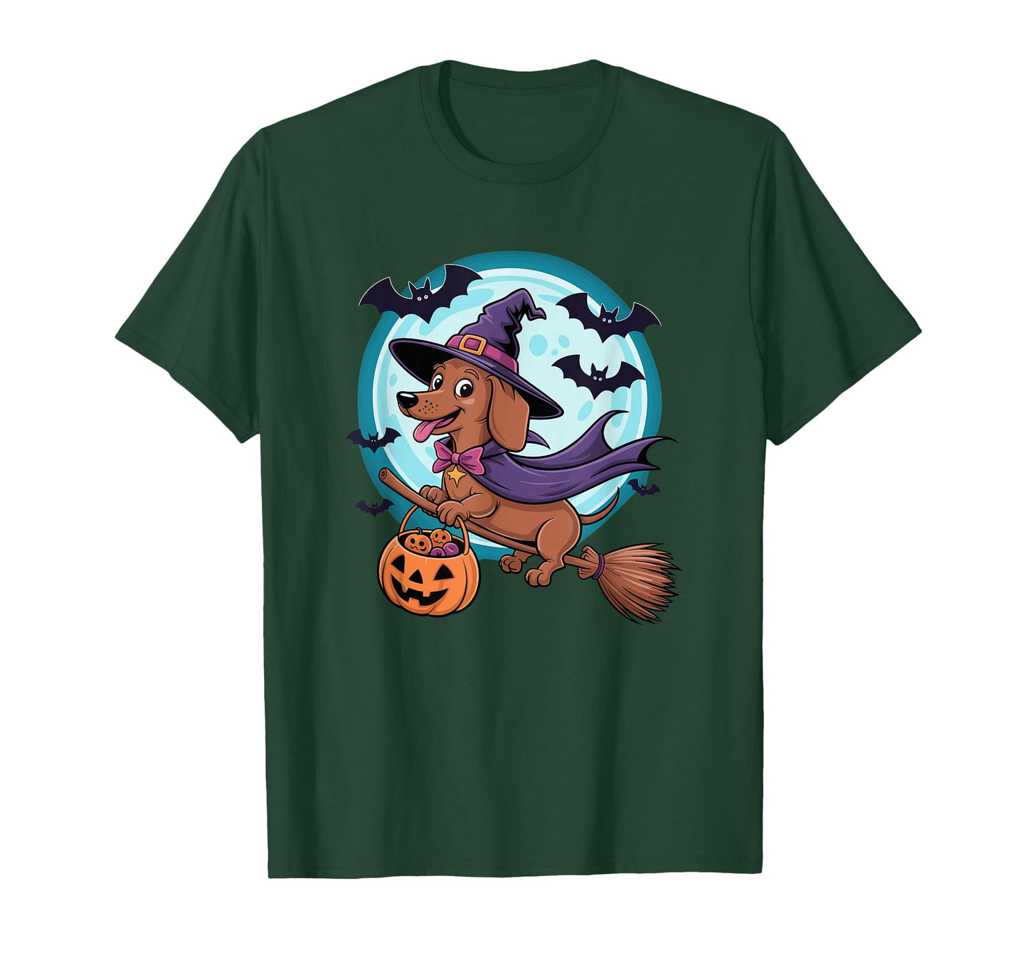 Halloween Witch Dachshund Moon Dachshunds Doxie T-Shirt