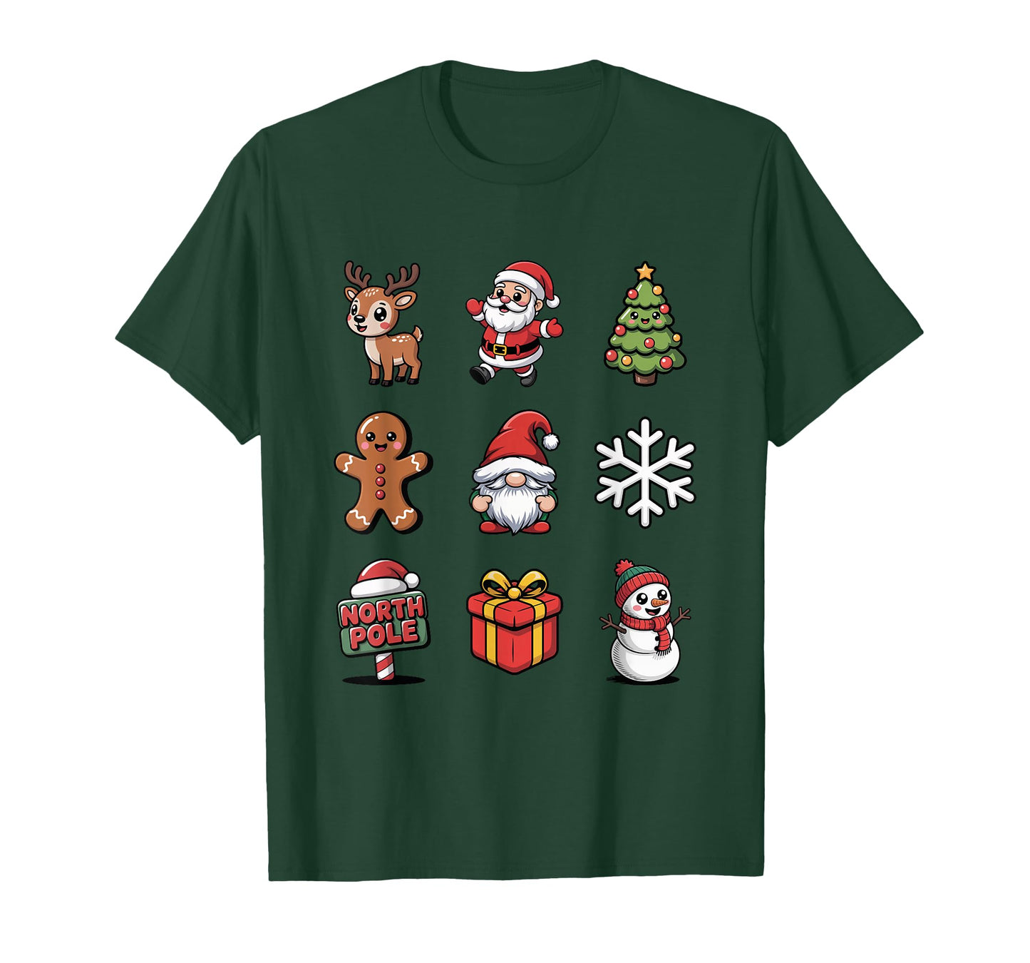 Kawaii Christmas Santa Tree Reindeer T-Shirt