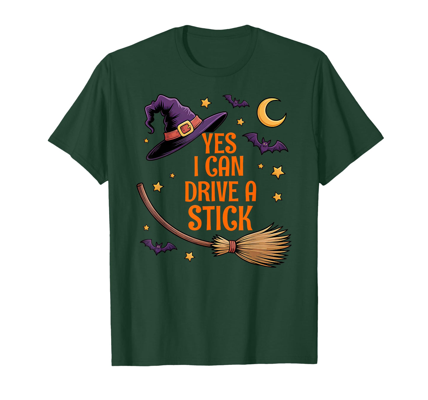 Yes I Can Drive A Stick Funny Halloween Witch T-Shirt