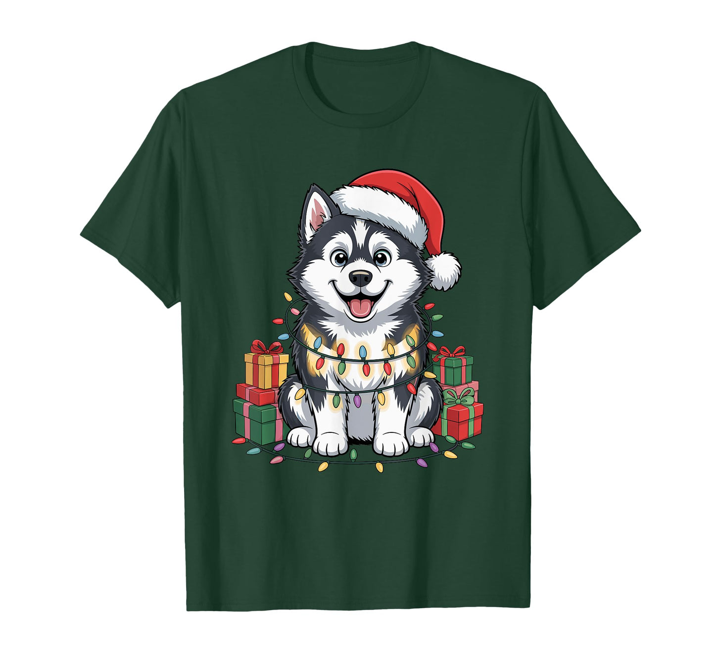 Cute Siberian Husky Christmas Design Funny Dog Lover Holiday T-Shirt