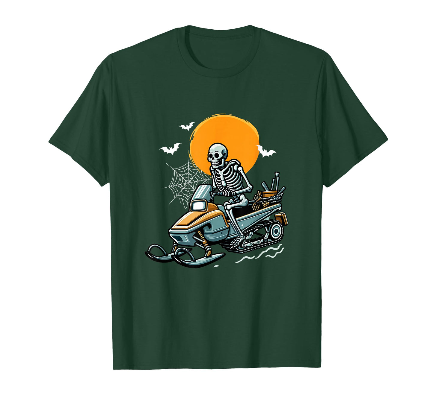 Skeleton Snowmobile Halloween Costume Sports Lover Family T-Shirt