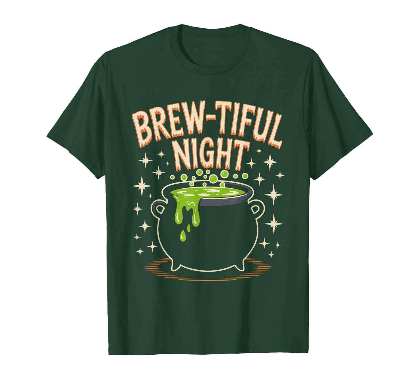 Brew-Tiful Night Cauldron with Green Potion Halloween T-Shirt