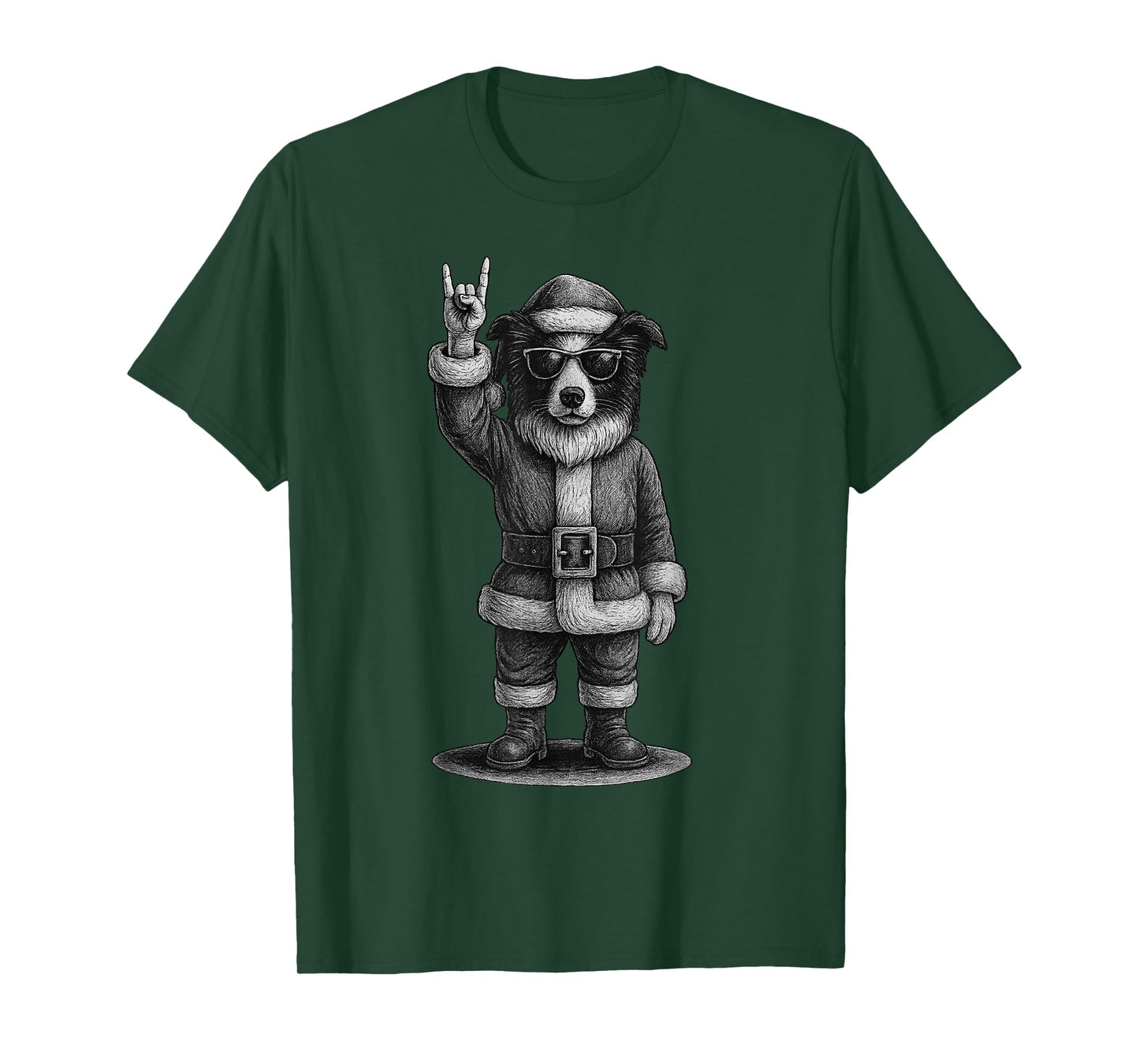 Border Collie Rock Music Christmas Dog Lover T-Shirt