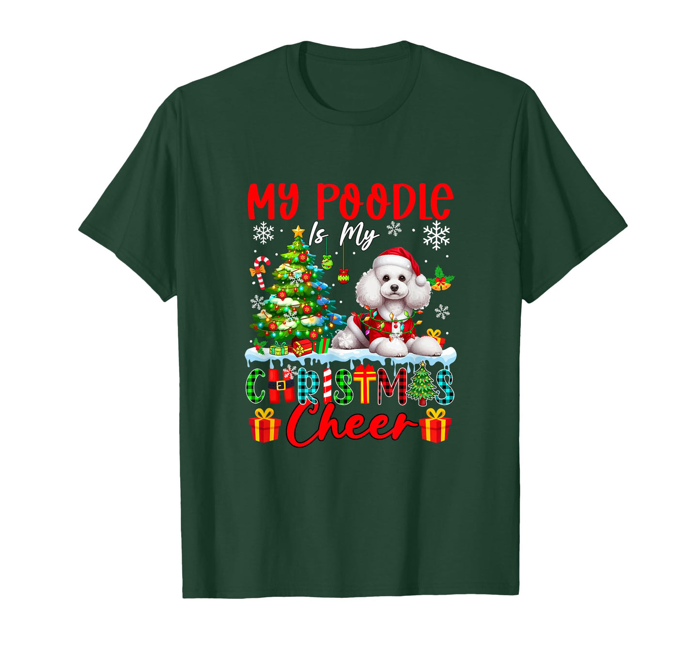My Poodle is My Xmas Cheer Funny Santa Dog Owner Kids T-Shirt