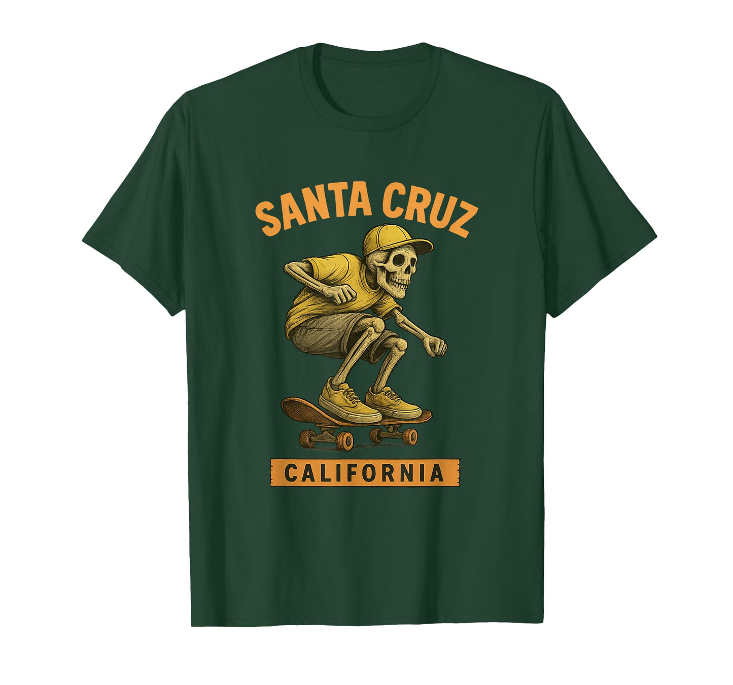 Santa Cruz Skater California Skeleton Vintage Skateboarder T-Shirt