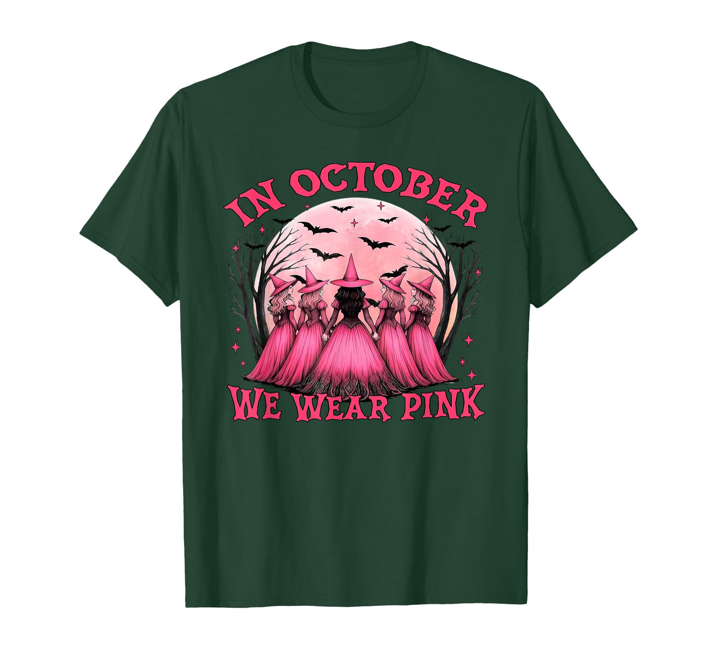 Retro in October we wear Pink Witch Breast Cancer Awareness T-Shirt