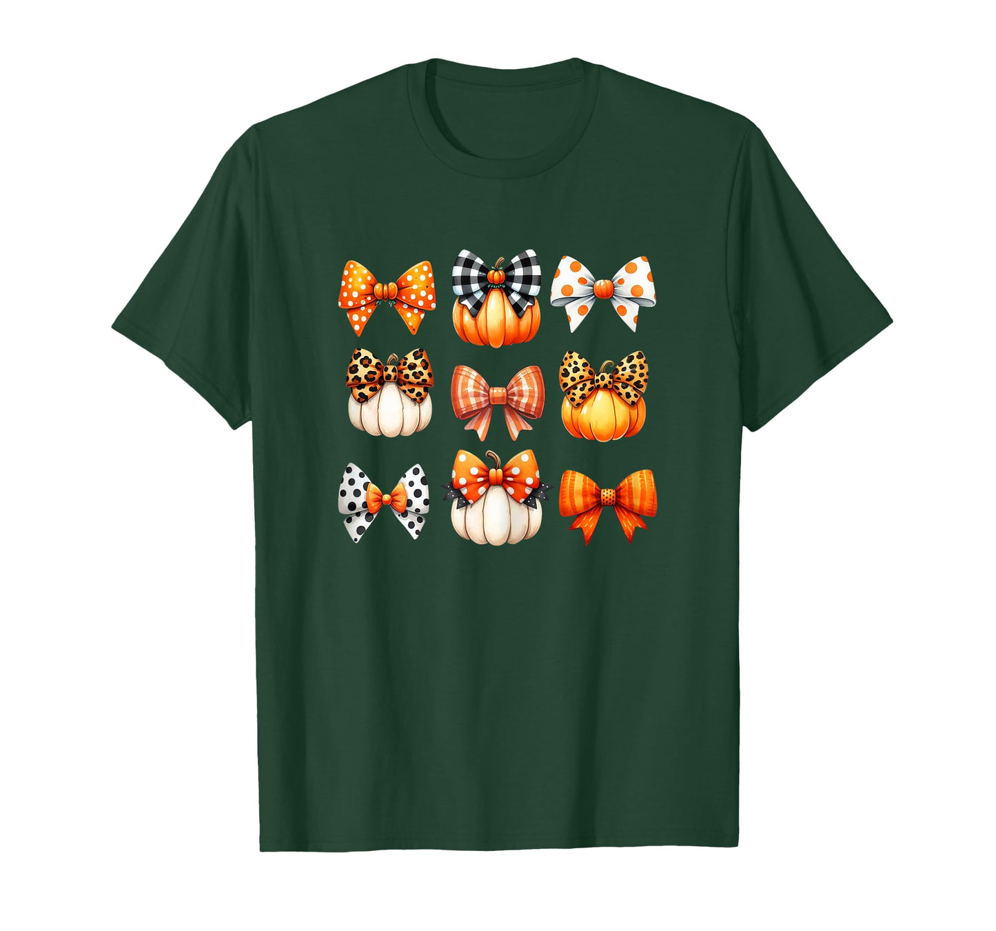 Coquette Bow Pumpkin Season Thanksgiving Autumn Fall Leaves T-Shirt
