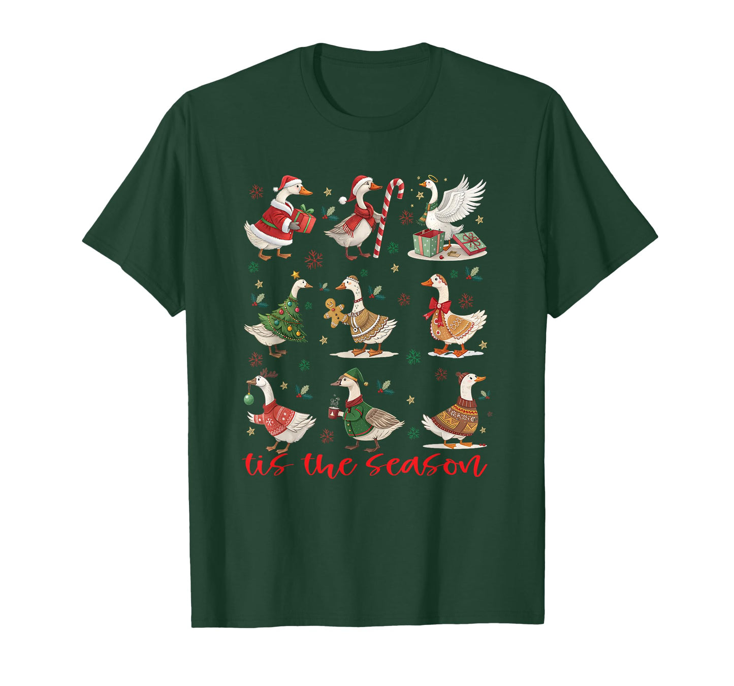 Retro Santa Goose Cute Merry Christmas Tis The Season T-Shirt