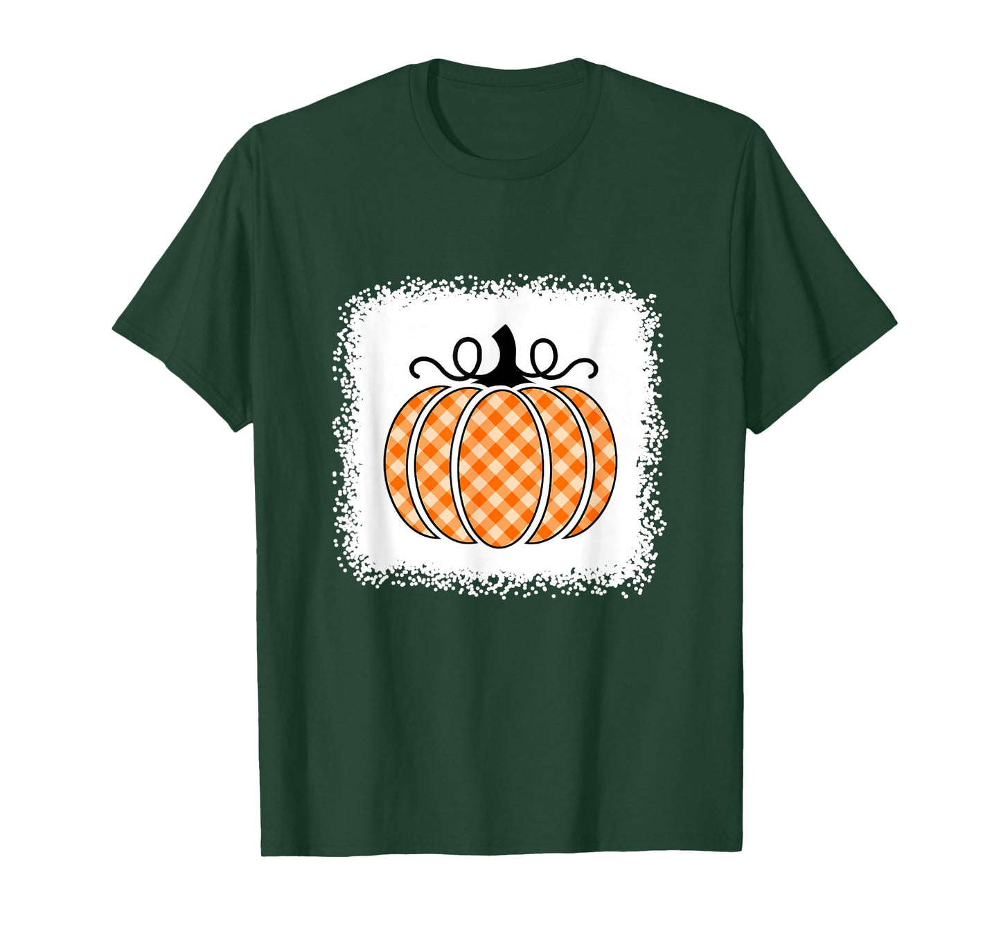 Halloween Pumpkin Bleached Orange and White Buffalo Plaid T-Shirt