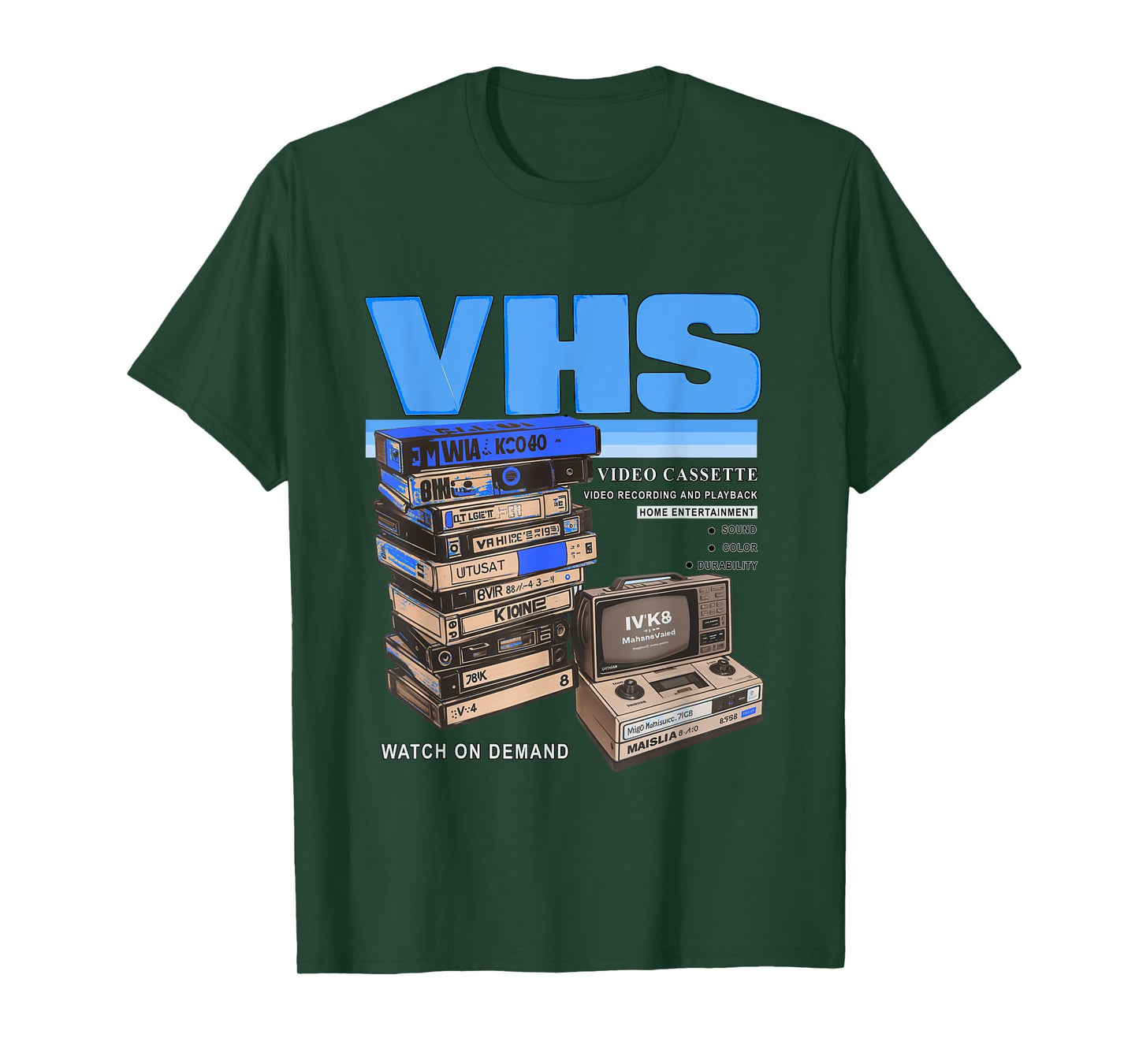 Blue VHS and Chill Blue Color Graphic T-Shirt