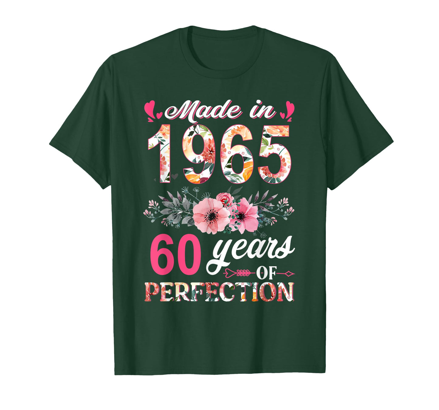 Made In 1965 Floral 60 Year Old 80th Birthday Gifts Women T-Shirt
