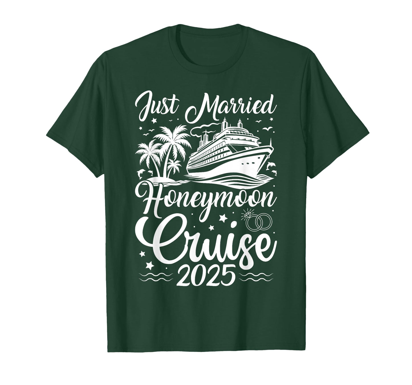 First Family Cruise for Married Couples 2025 Tee - Unisex Adults - Black - Small - Short Sleeve - T-Shirt - Honeymoon Cruise Theme - Newlyweds, Couples, Honeymooners, Cruisers