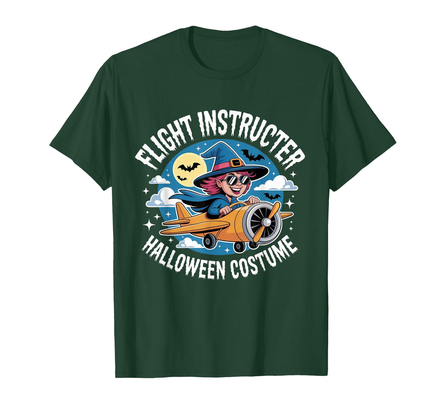 Flight Instructor Witch Funny Halloween Costume T-Shirt