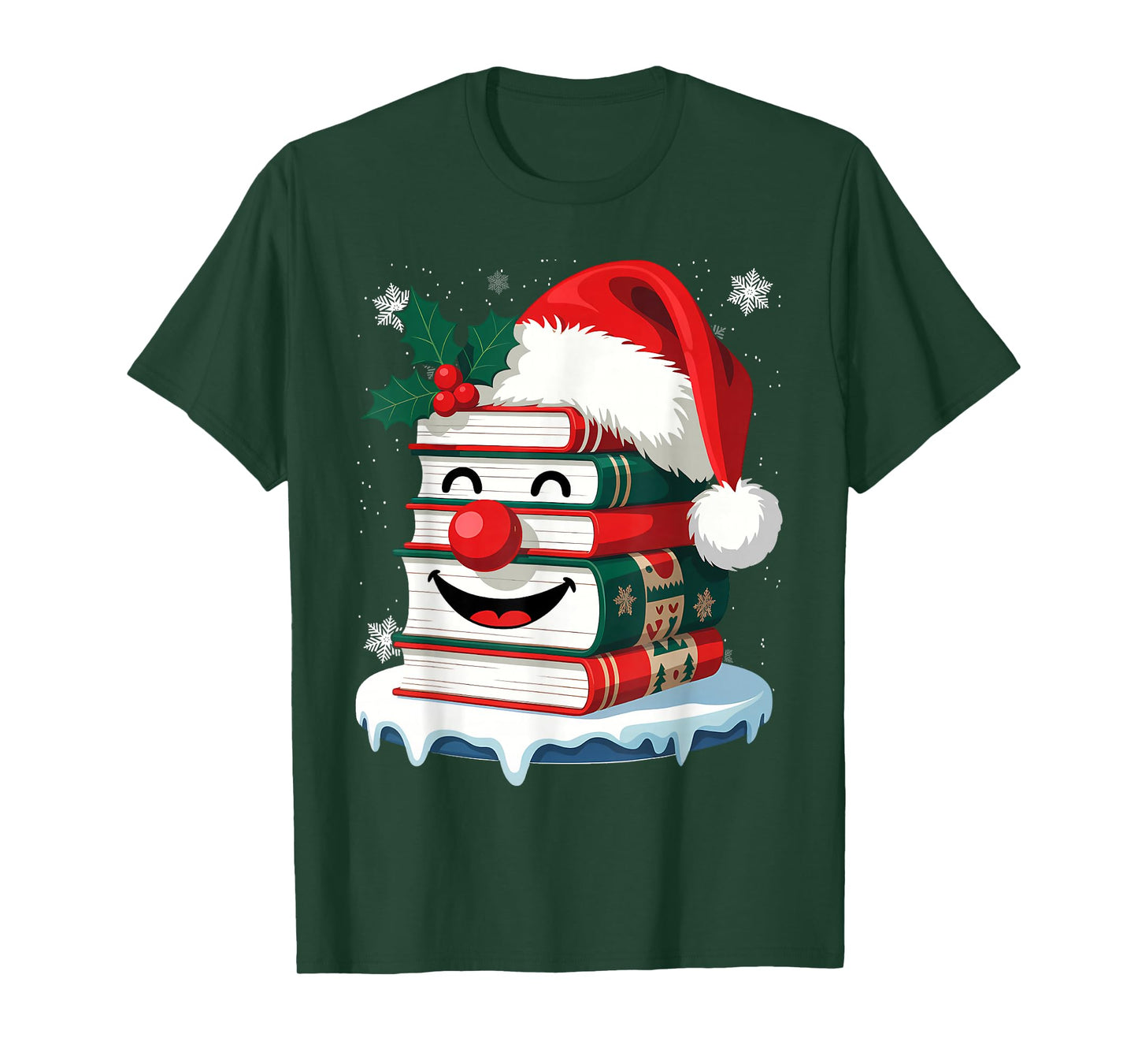 Librarian Book Santa Hat Reader Snow Pajamas Christmas T-Shirt