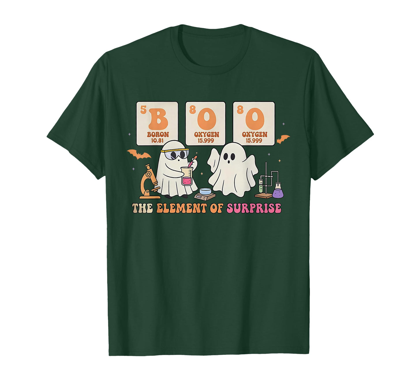 Halloween Science Teacher Ghost The Element of Surprise T-Shirt