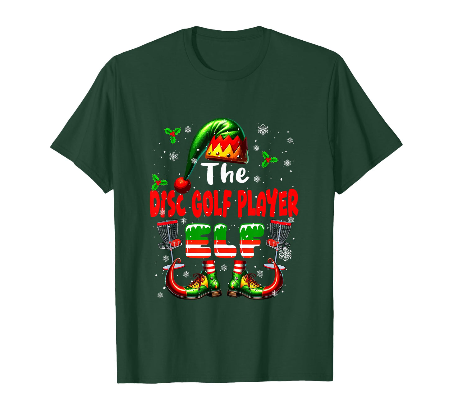 The Disc Golf Player Elf Christmas Job Team Matching Parties T-Shirt