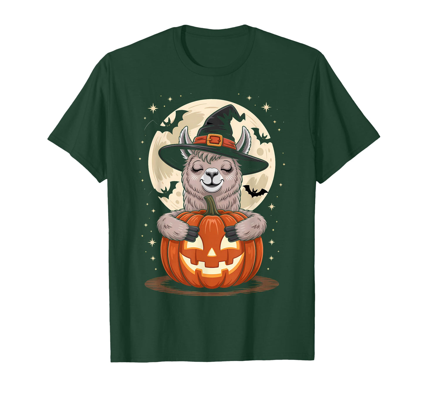 Halloween Llama Witch Hat Pumpkin Spooky T-Shirt