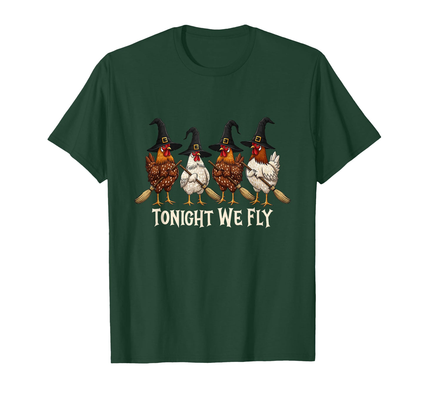 Tonight We Fly Halloween Chicken Witch Broom Salem Witch T-Shirt